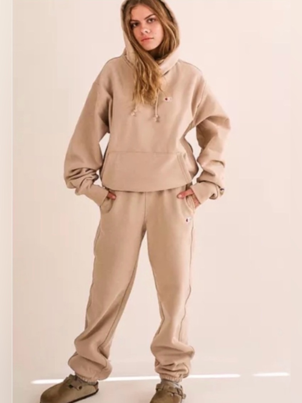 Champion Beige/Tan Hoodie Sweatshirt Set Medium/Small